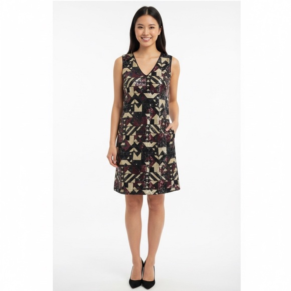 Nicole Miller Dresses & Skirts - NWT Nicole Miller New York V-Neck Sequin Shift Cocktail Dress Size 8